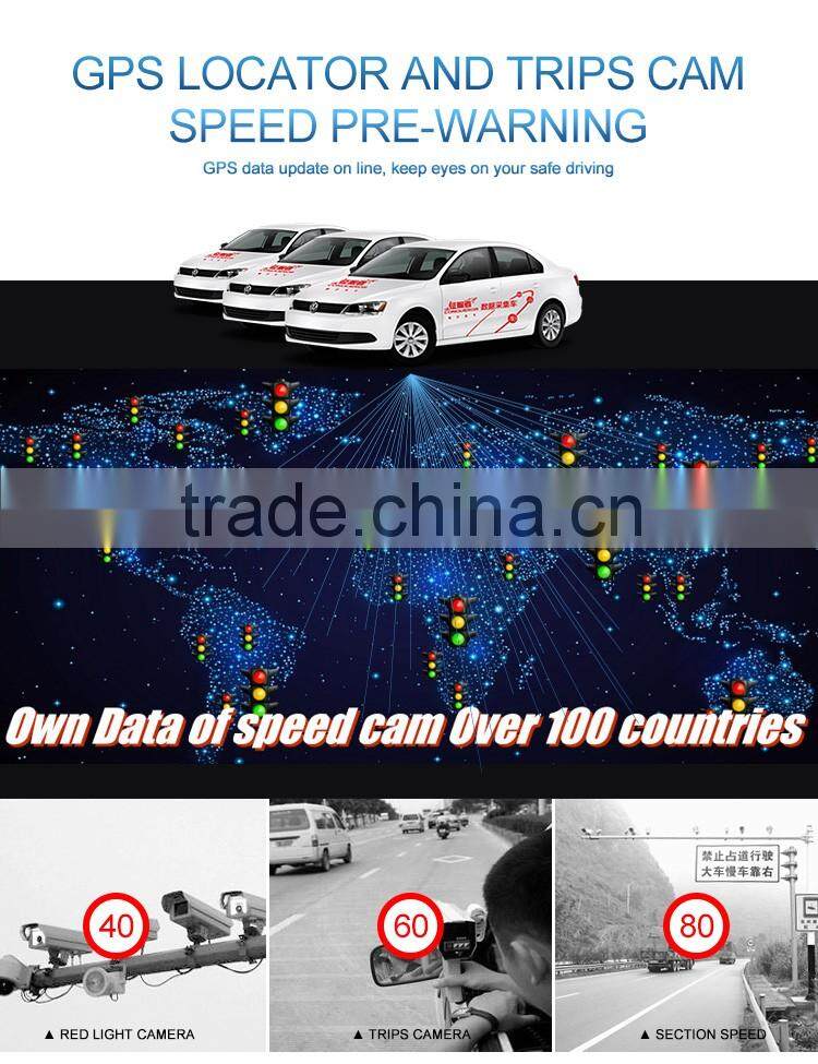 3 inch touch screen high full hd/night vision /G-sensor radar detector/russian gps voice tracker/car camera record four in one