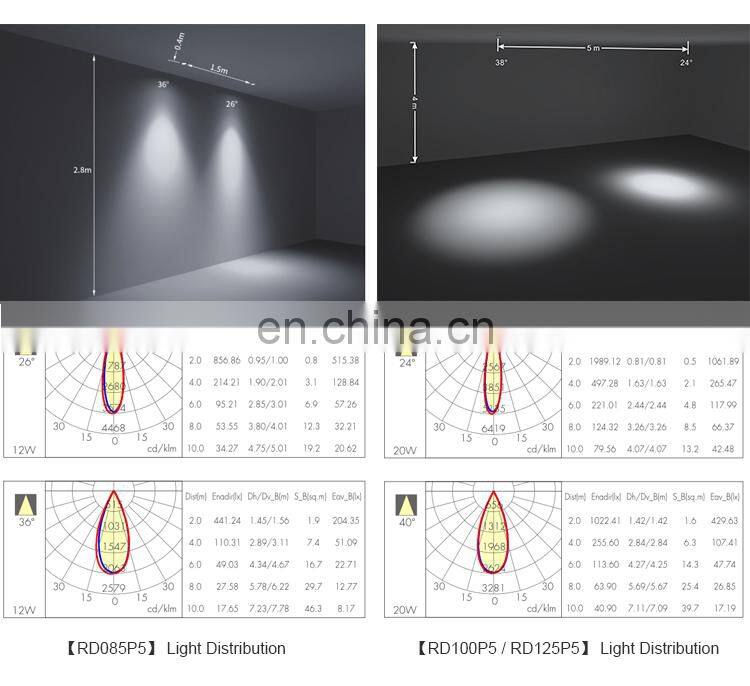 Professional Manufacturer Round Shape Ceiling Recessed 10CM Cut-out COB 16W 20W Led Downlight
