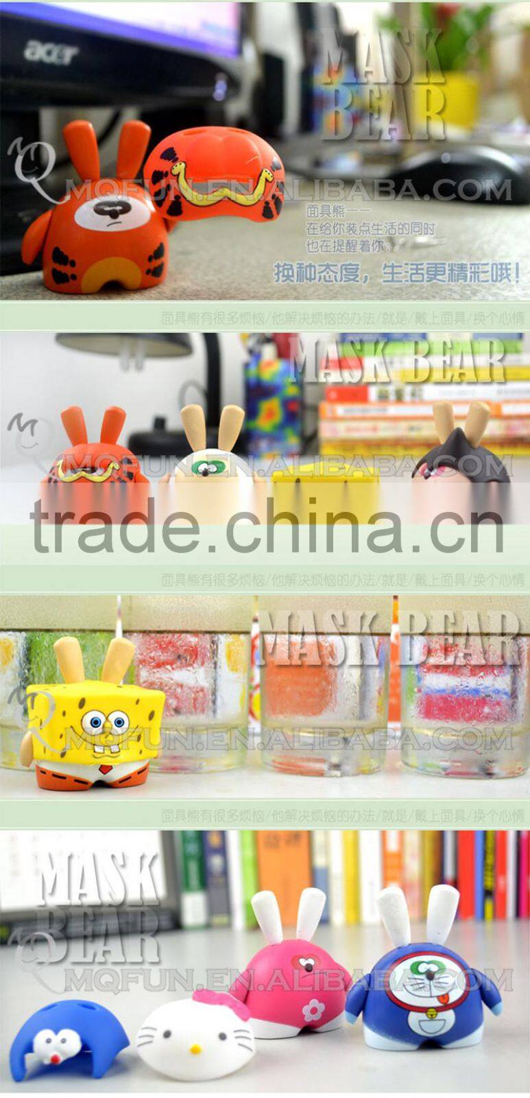 Mini Qute Mask Bear 6.5cm Kawaii girl gift hello kitty plastic reloading action figures Cartoon toy car Decoration dolls model