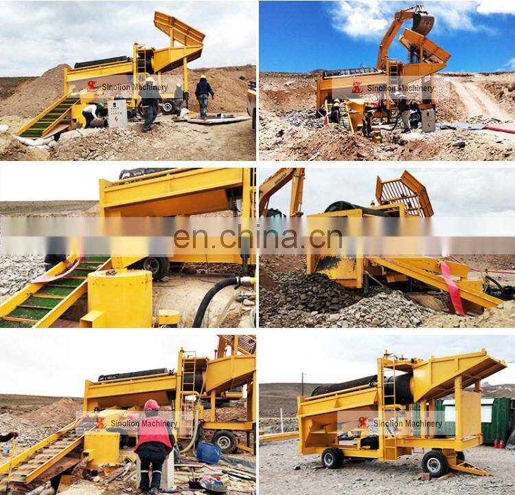 Mobile rotary scrubber trommel screen for gravel sand gold ore 10-200tph