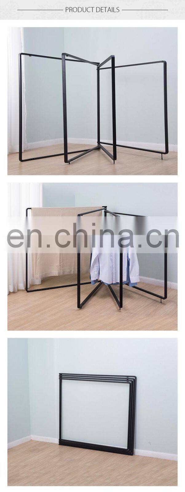Mobile black garment rack low indoor clothes rail airer