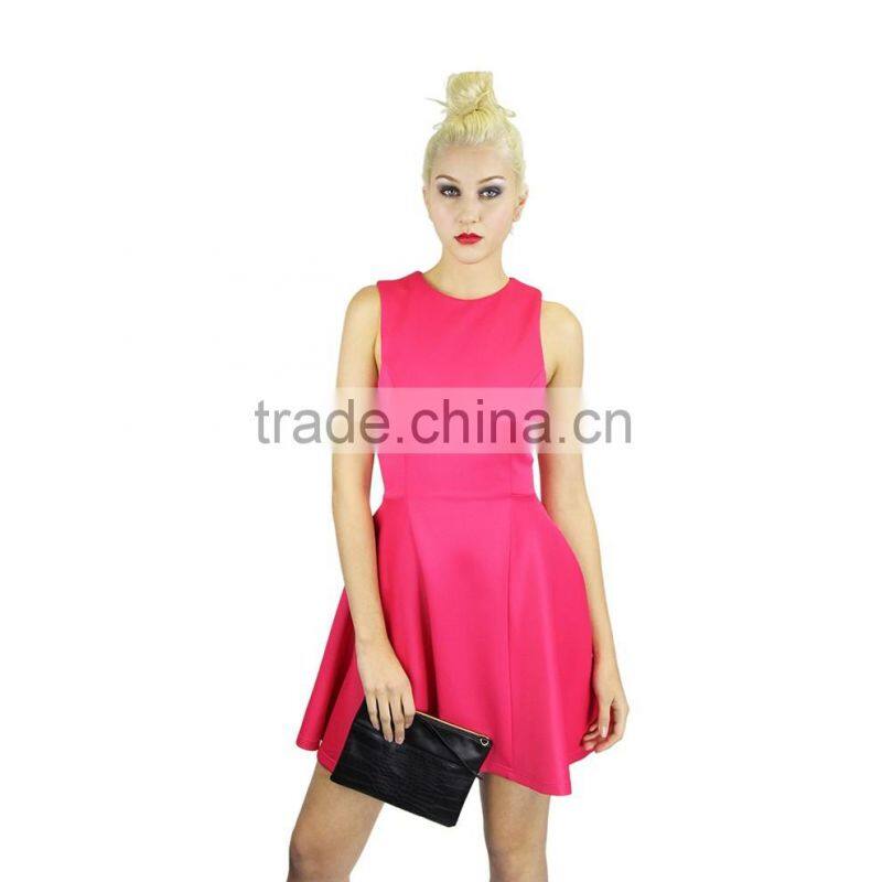Flare Design Fashion Dress Summer Casual Dress Stretch Knitted Fabric Sleeveles evening Dress