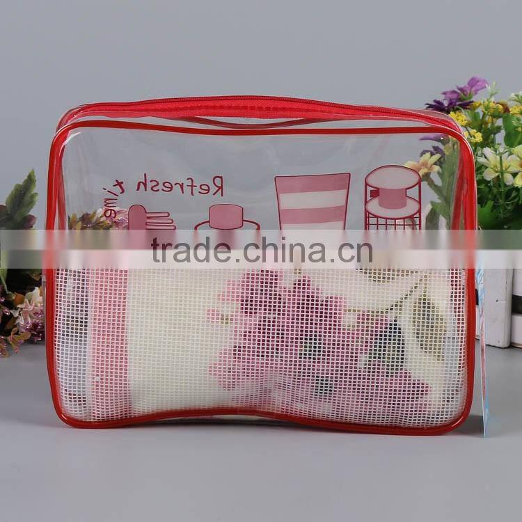 Reboinc-X7 Printed Clear pvc cosmetic bag for travel set Piping pvc vinyl cosmetic bag travel kit