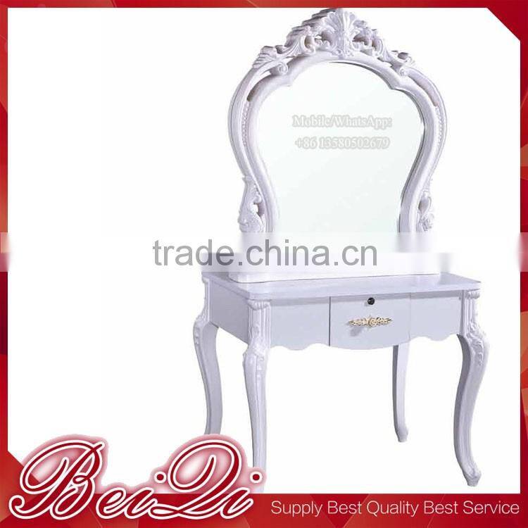 Drawer Table Salon Mirror Station with Polish Luxury Feet