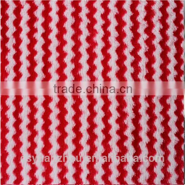 knit polyester yarn dyed plush fabric