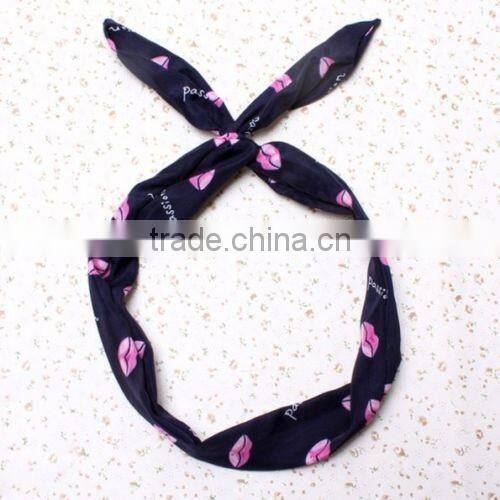 HOT 1 PC Lovely Kids Girls Lady Bow Headwear Hair Bands Hoop Rabbit Ear Wrapped Headband Party Wire Scarf Hair Accessories