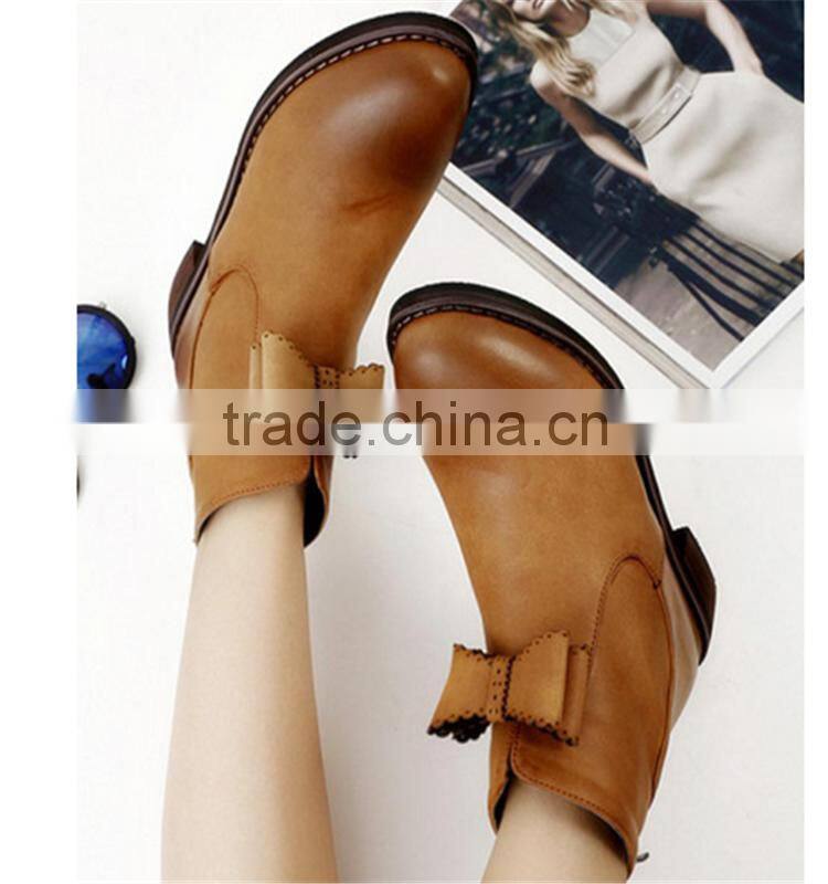 Cute young girls bowknot Lustrascarpe colore brown hiking 2.5cm boots