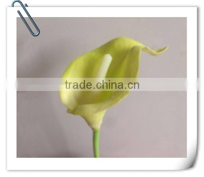 Low price wholesale PU material light green real touch callas flower