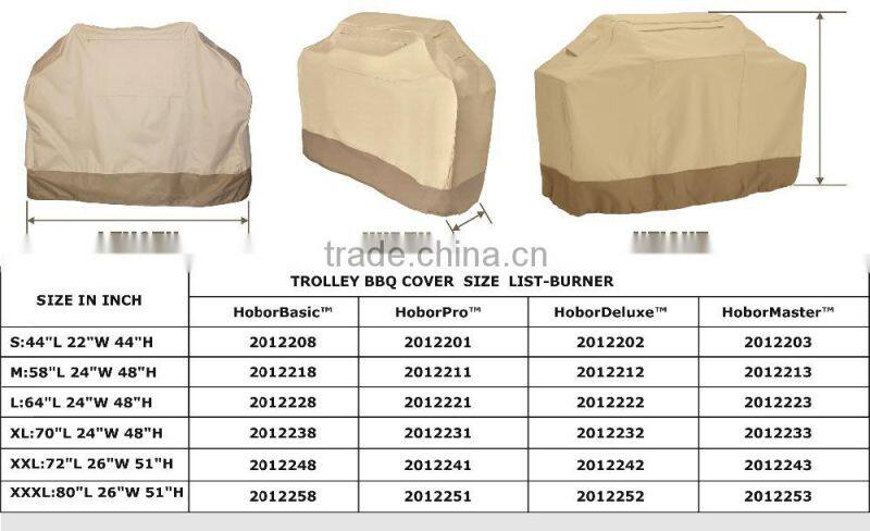 Waterproof fabric XS, S, M, L, XL, XXL bbq grill flat cover rain cover