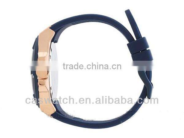 New product rose gold case blue silicone watch mens wrist watches