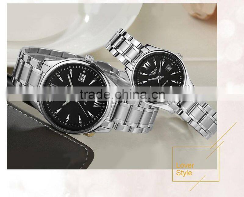 Analog couple watches full stainless steel case and band couple watches