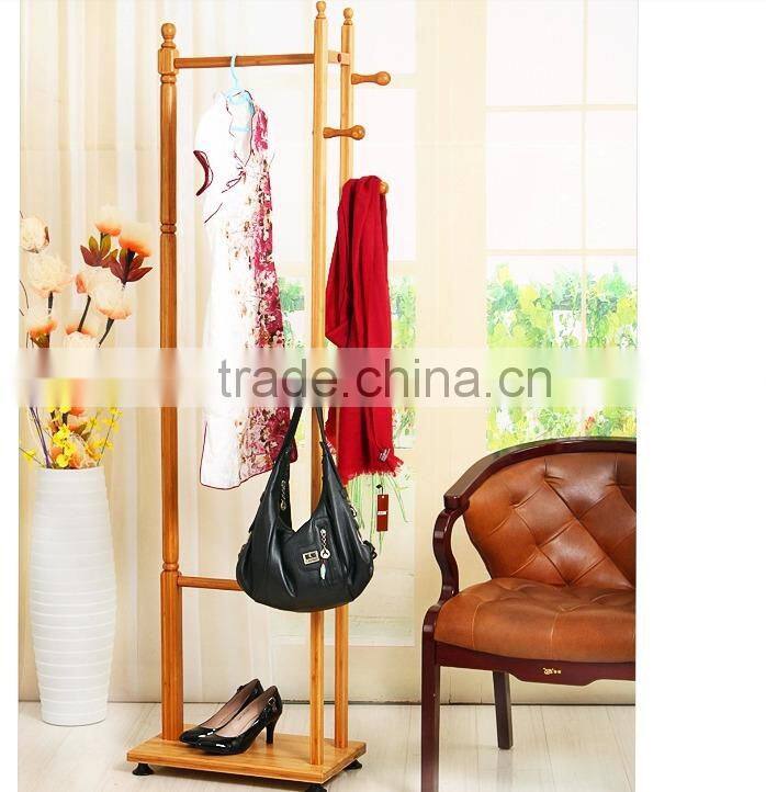 Rural Style Bamboo Stand Clothes Hanger Rack