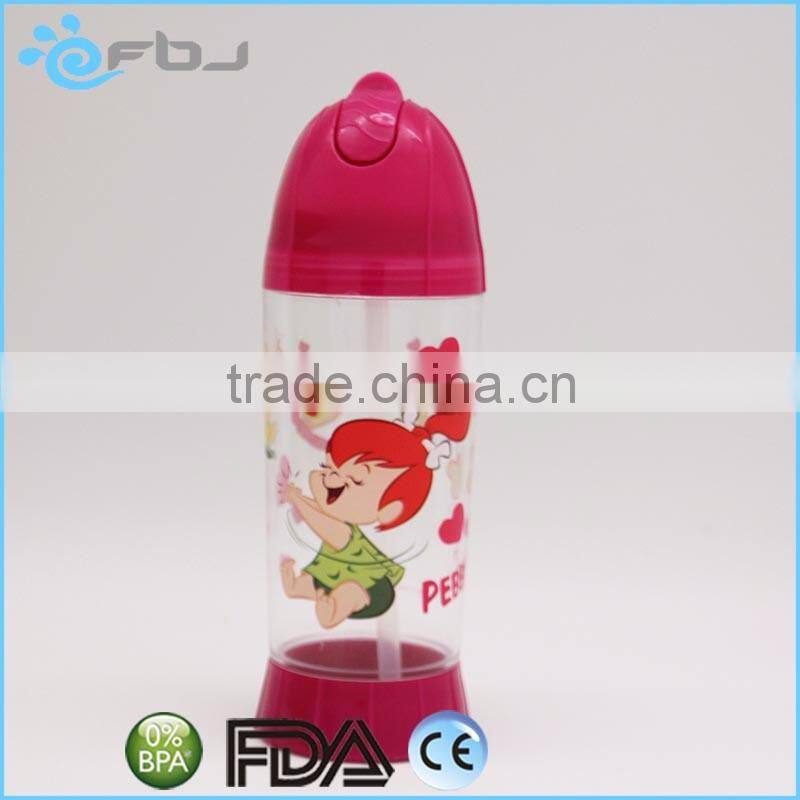 ~ Wholesale 250ML PC Plastic Type and Plastic Material Kids Water Bottle With Straw