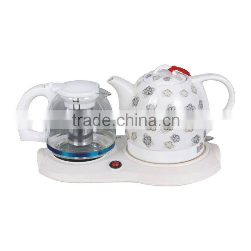 ceramic and glass material OEM hotel electric kettle set