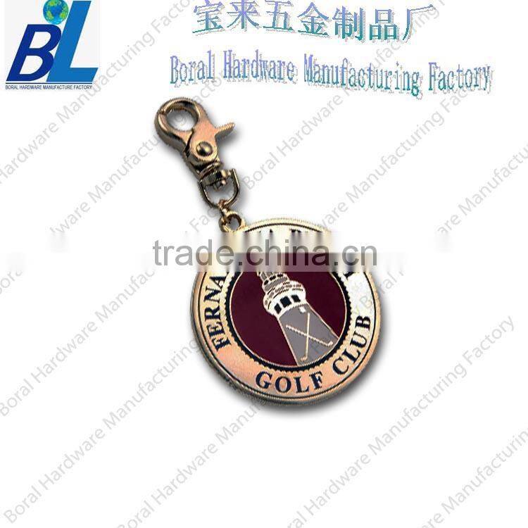 High quality round metal custom golf bag tag with epoxy