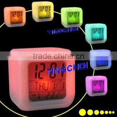colorful cube digitals alarm clock with calendar