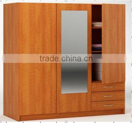 wooden bedroom wardrobe with mirror