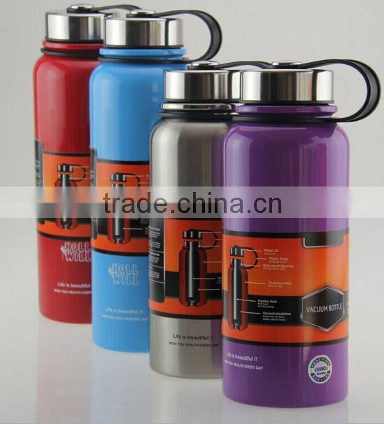 Insulated Stainless Steel Water Bottle, Wide Mouth, 32-Ounce