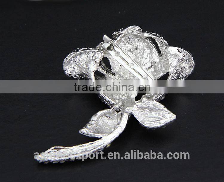 Bridal beautiful honorable Rose flower rhinestone brooch/handmade rhinestone brooch