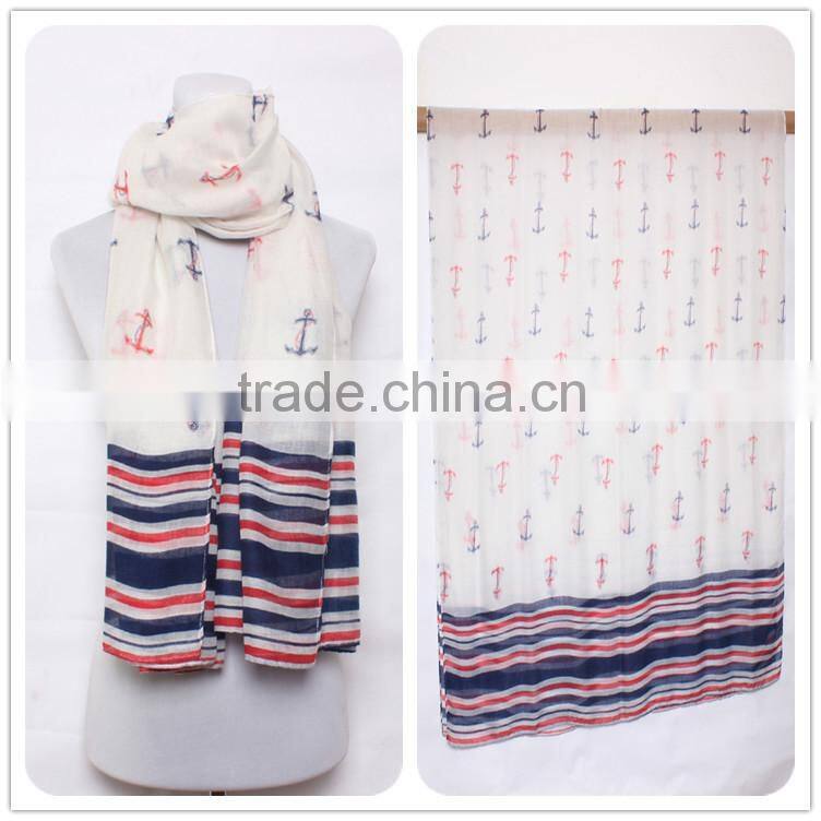 Europe and America 2015 Spring Fancy Anchors Fresh Cotton Scarf for Women ,Fashion Magic Scarf With HIgh Quality