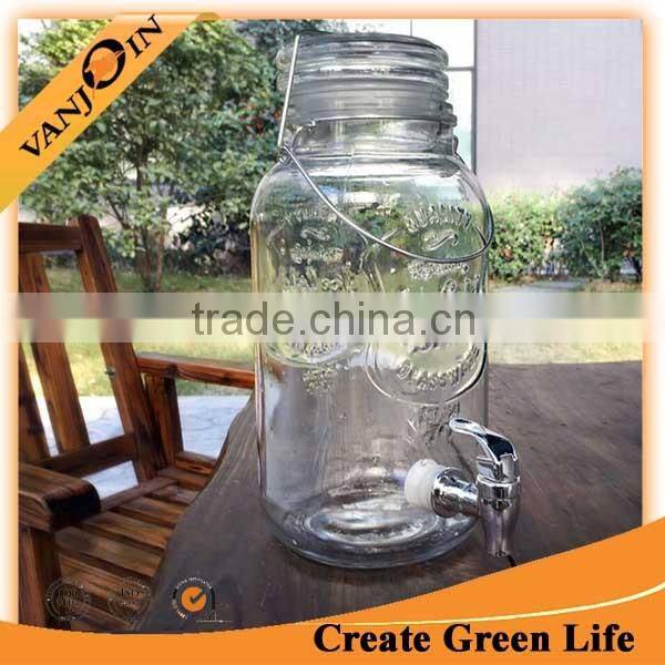 Beverage Dispenser 4L Glass Mason Jar with Tap