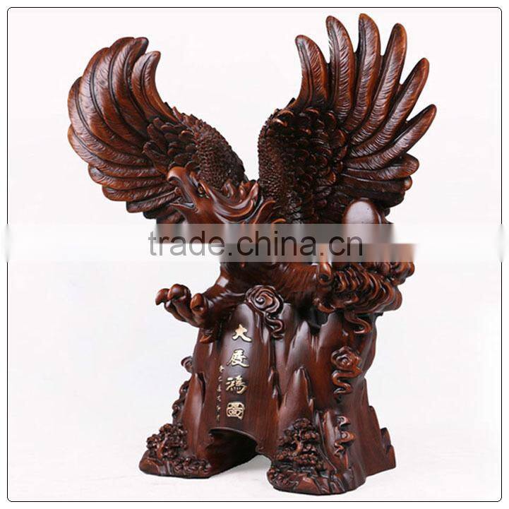 Wooden color resin eagle statue, Hawk statue