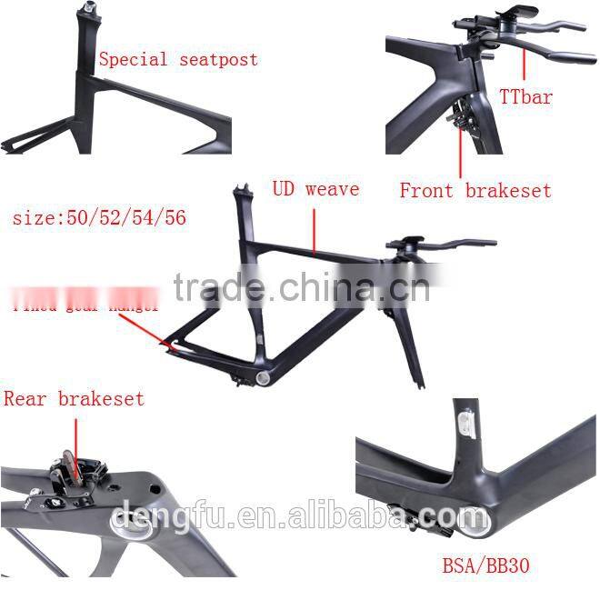 Dengfu time trial frame carbon fiber tt bicycle frame, di2 and mechanical triathlon frameset