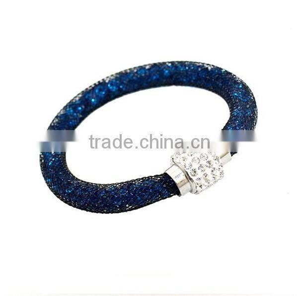 Hot sale fashion multi-color bio magnetic stardust bracelet,mesh crystal charm bracelet