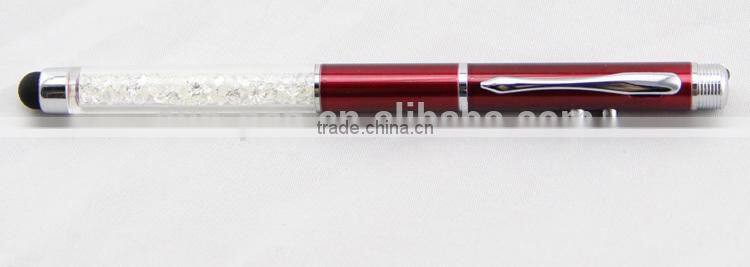 3 in 1 crystal stylus LED pen / electric led stylus pen / stylus touch pen with led light
