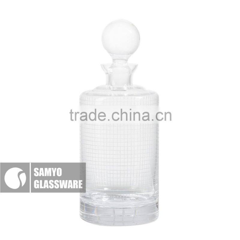 SAMYO handmade glass bottle manufacturer wine glass bottle with engraved decoration