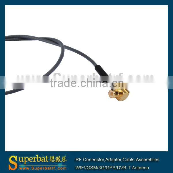 cable assembly manufacturer MCX Male RA to ufl female 1.37mm cable