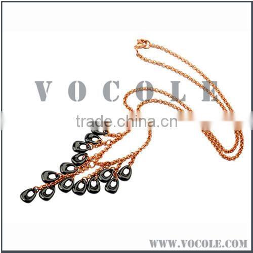 turquoise bib jewelry Ceramic gold plated Pendant Necklace