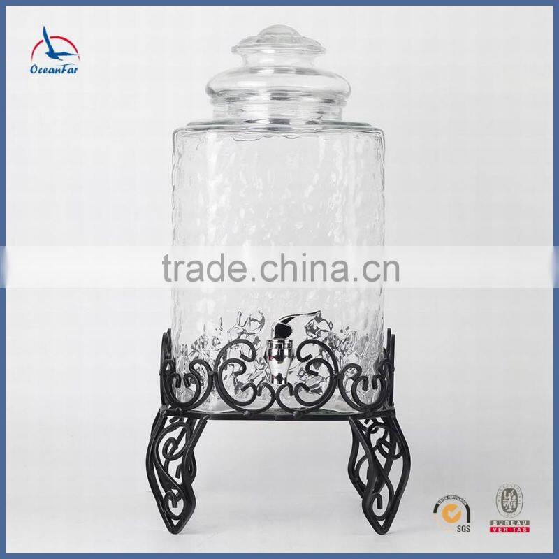 Best Selling Clear Juice Glass Jar Square Glass Water Dispenser Tap Jar With Water Faucet