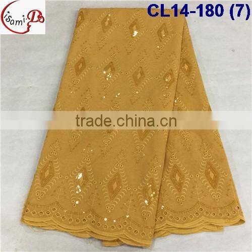 CL14-180(4) 2016 multi-color cotton with sequinse lace hot sales lace African cotton/swiss lace fabric for man and woman