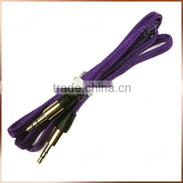 120cm Male To Male Shoelace Flat Braided 3.5mm Audio Cable