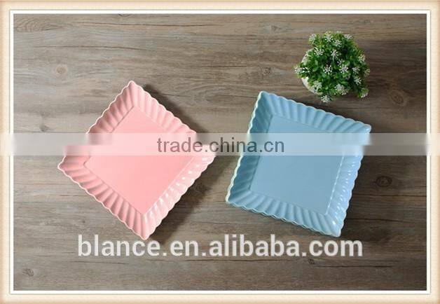 colorful dinner plates set in square shape