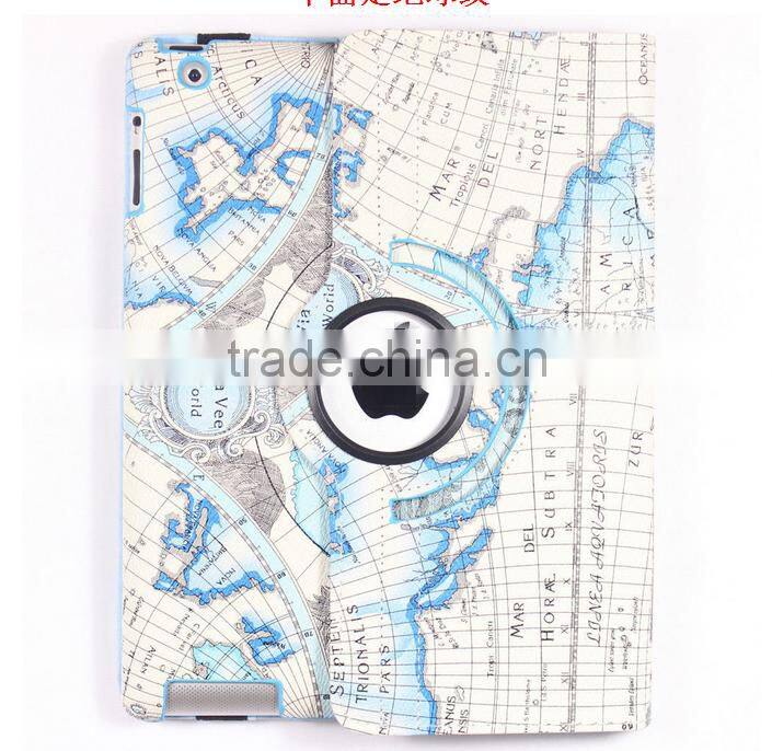 2016 hot selling leather cover for iPad smart case map