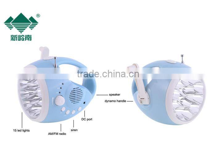 Emergency portable dynamo led flashlight with radio