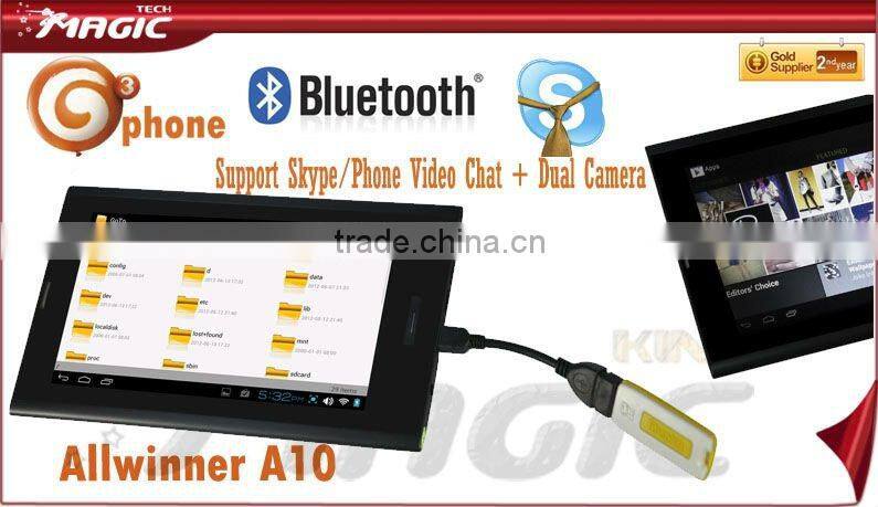 7inch Tablet PC with SIM Card Built in Bluetooth, 2G and 3G Phone Function