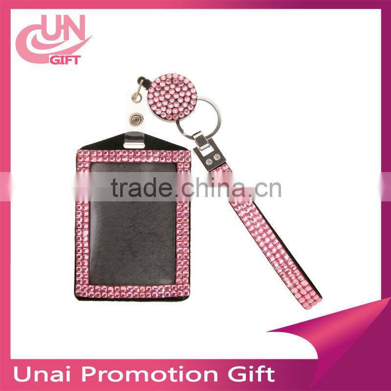 cheap Bling rhinestone wristband badge reels with card holder