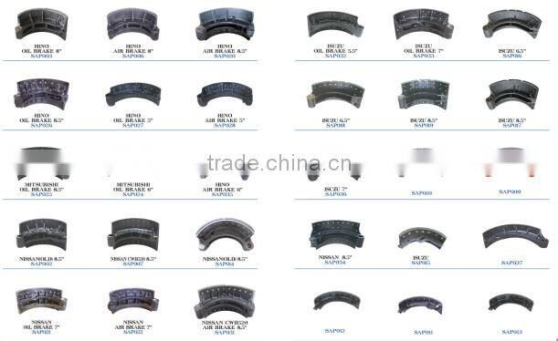 heavy duty truck front brake lining with rivet for UD disesl tractor