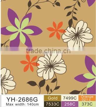 YH-2686 Embossed tablecloth with non-woven/fannel backing (golden/silver grounding)