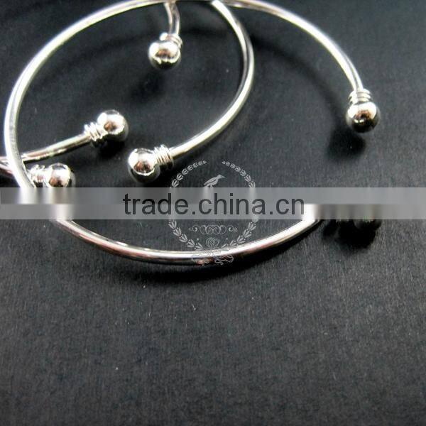 2mm thick wire one end open brass silver plated wiring bangle bracelet cuff DIY supplies 1900038