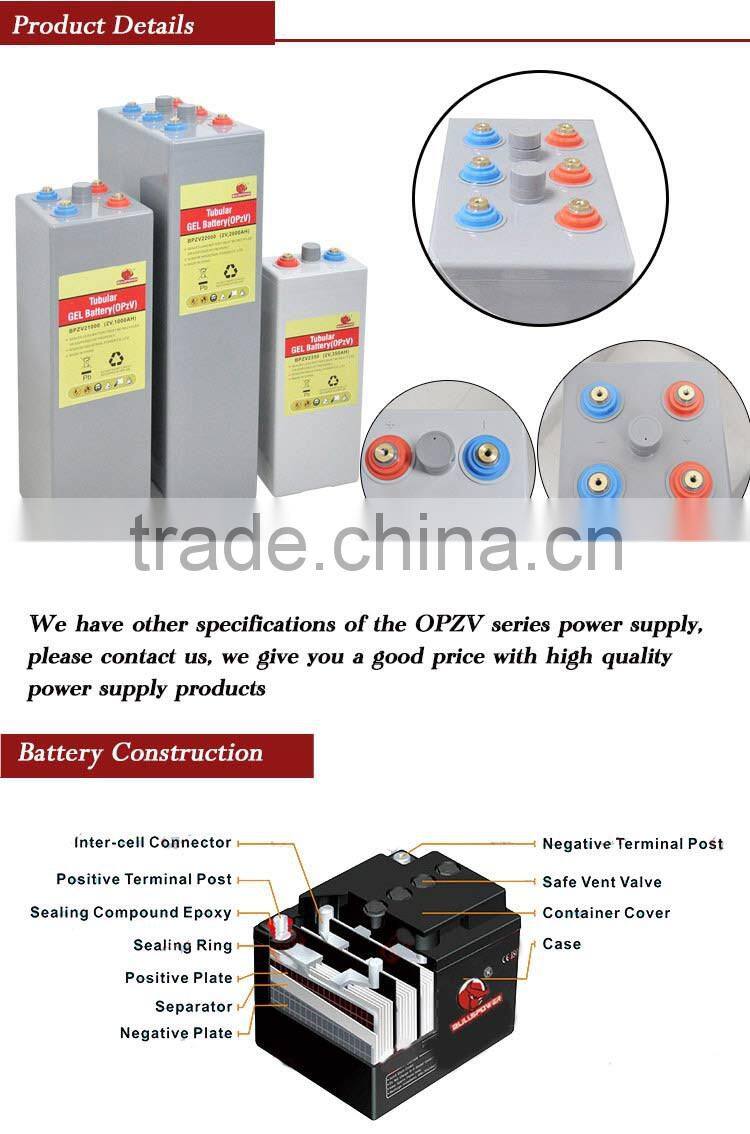 2V 600ah 8V 24V generator solar energy opzs gel storage battery