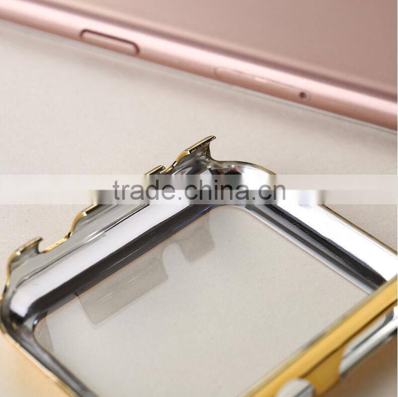 Electroplate Hard PC Case Cover With Protective Film For Apple Watch i Watch 38mm 42mm Shell Shockproof Frame Cover Shell
