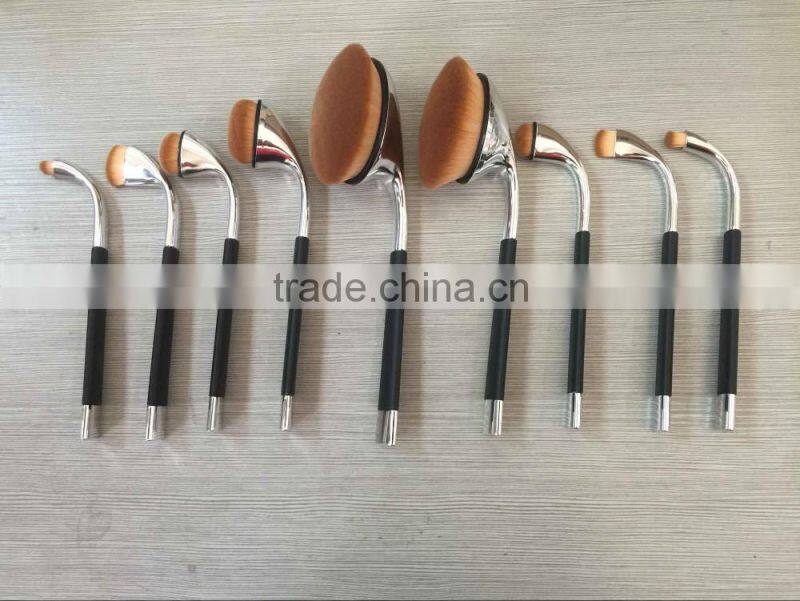 2016 Hot Selling Wholesale Golf Shape 9pcs Oval Brush Makeup