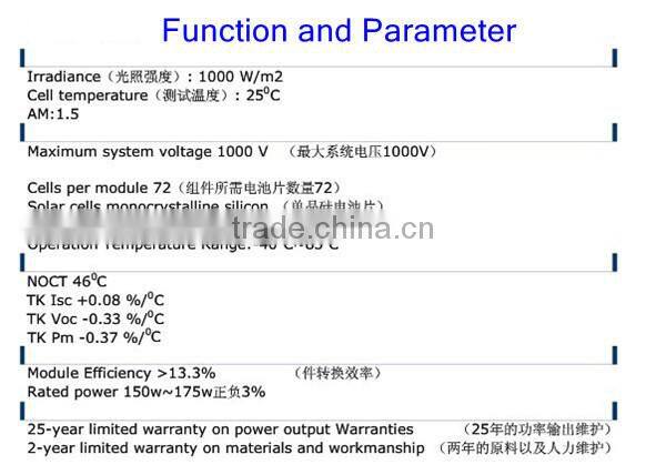 2015 hot selling 150W--180W Solar panels, solar cells polycrystal silicon Solar panels