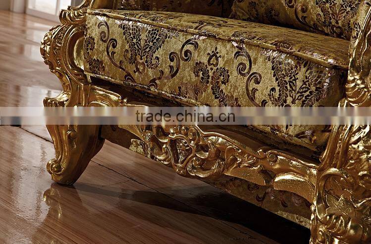 New classic living room furniture wooden hand carved fabric sofa set