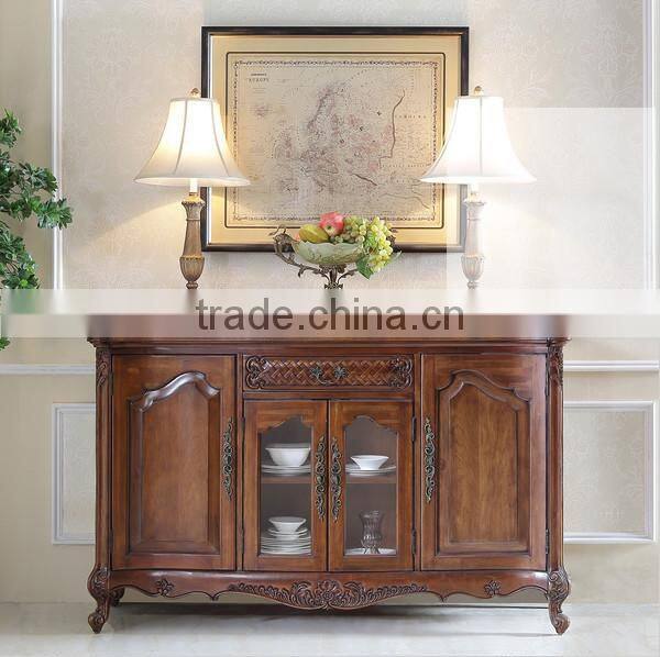Antique Hand Carved Console Cabinet,Sideboard, Buffet, Bouquet Motif Dinning Room Furniture