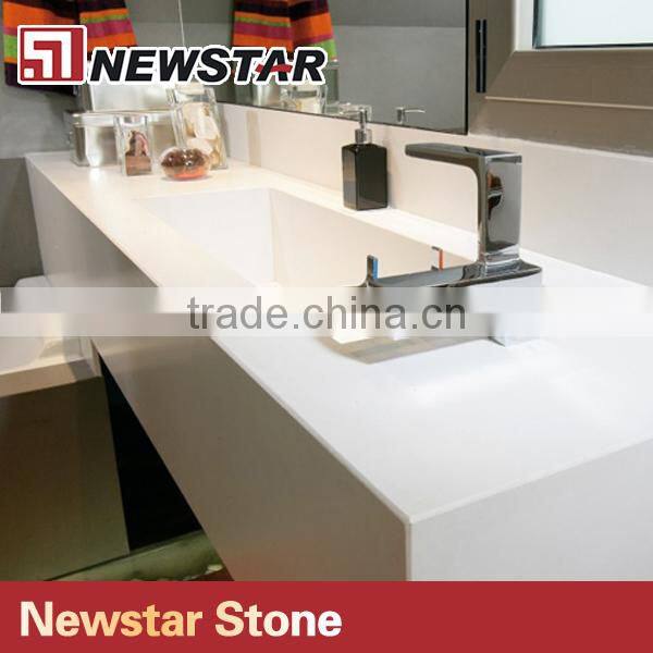 Commercial man made stone white quartz stone single sink bathroom vanity top